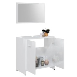 Set Mobili da Bagno Bianco Lucido in Legno ingegnerizzato