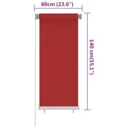 Tenda a Rullo per Esterni 60x140 cm Rosso in HDPE