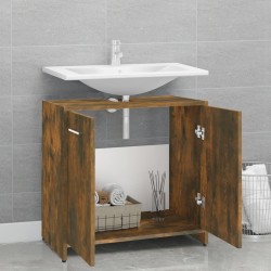    Armadietto Bagno Rovere Fumo 60x33x60 cm in Legno Ingegnerizzato