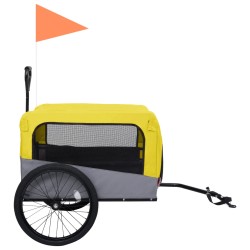 Rimorchio Bici Animali Carrello Jogging Giallo e Grigio