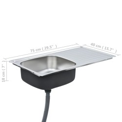 Lavello da Cucina con Filtro e Sifone in Acciaio Inox