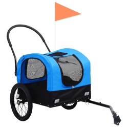 Rimorchio da Bici per Animali e Carrello Jogging Blu e Nero