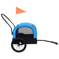 Rimorchio da Bici per Animali e Carrello Jogging Blu e Nero