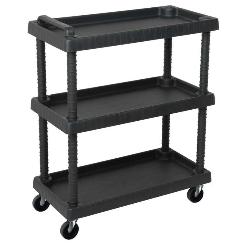 Carrello Attrezzi da Officina a 3 Livelli Nero 75x37,5x92 cm PP