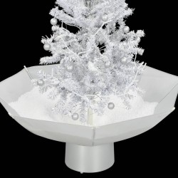 Albero di Natale con Neve e Base a Ombrellone Bianco 75 cm