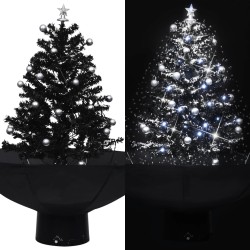 Albero di Natale con Nevicata e Base ad Ombrello Nero 75 cm PVC