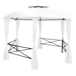 Gazebo da Giardino con Tende 360x312x265 cm Bianco 180 g/m²