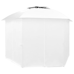 Gazebo da Giardino con Tende 360x312x265 cm Bianco 180 g/m²