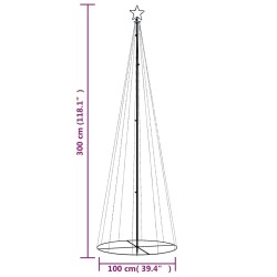 Albero di Natale a Cono Bianco Caldo 310 LED 100x300 cm