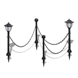 Set Recinzione a Catena con 2 Lampioncini a LED e 2 Paletti