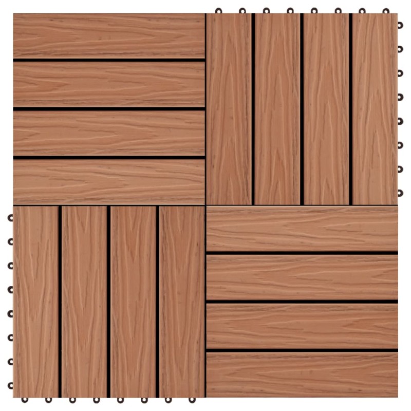 Piastrelle 11 pz Goffrature WPC 30x30 cm 1 mq Marrone Chiaro