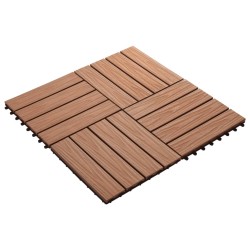 Piastrelle 11 pz Goffrature WPC 30x30 cm 1 mq Marrone Chiaro