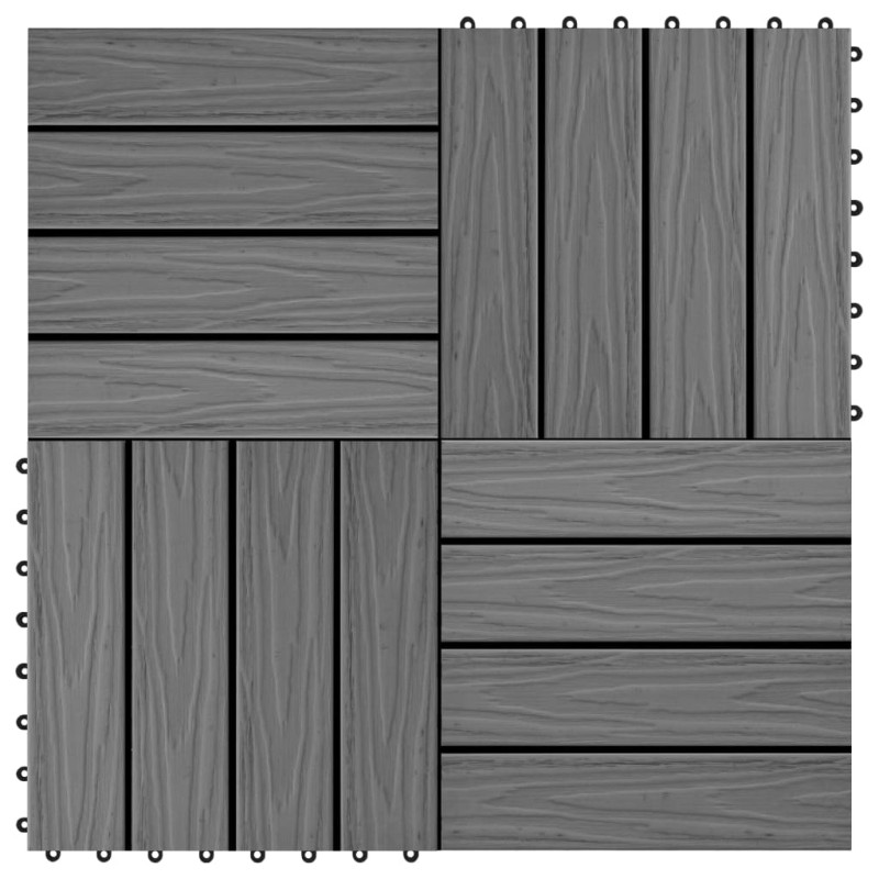 Piastrelle Decking 11 pz Goffrature WPC 30x30 cm 1 mq Grigio