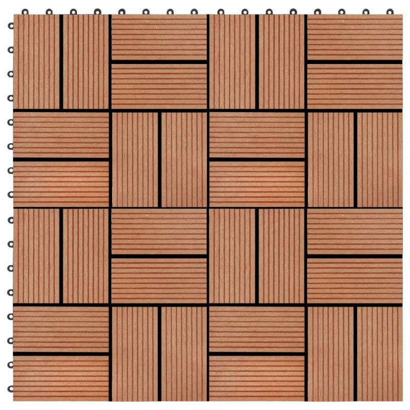 Piastrelle per Decking in WPC 11 pz 30x30cm 1mq Colore Teak