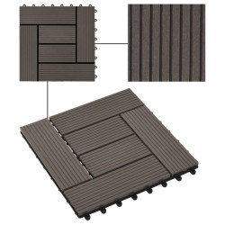 Piastrelle per Decking in WPC 11 pz 30x30cm 1mq Marrone Scuro