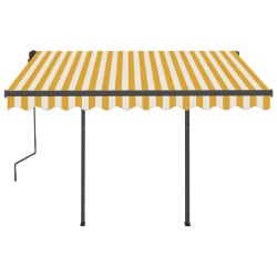    Tenda da Sole Retrattile Manuale con LED 3x2,5cm Gialla Bianca