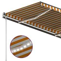    Tenda da Sole Retrattile Manuale con LED 3x2,5cm Gialla Bianca