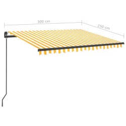    Tenda da Sole Retrattile Manuale con LED 3x2,5cm Gialla Bianca