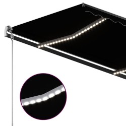    Tenda da Sole Retrattile Manuale con LED 3x2,5m Antracite