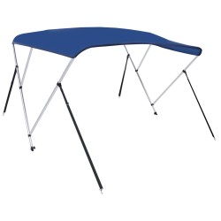 Bimini di Prua con Tendalino a 3 Archi Blu 183x140x137 cm