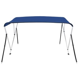 Bimini di Prua con Tendalino a 3 Archi Blu 183x140x137 cm