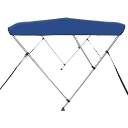 Bimini di Prua con Tendalino a 3 Archi Blu 183x140x137 cm