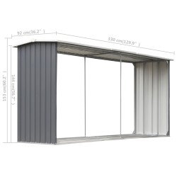 Capannone da Giardino in Acciaio Zincato 330x92x153cm Grigio