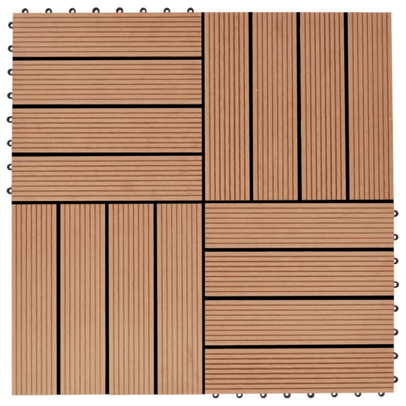 Piastrelle per Decking in WPC 11 pz 30x30cm 1mq Colore Teak