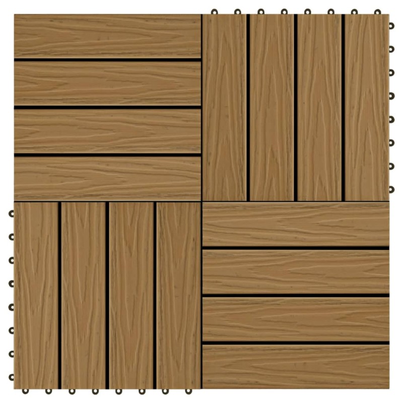 Piastrelle Decking 11pz Goffrature WPC 30x30 cm 1 mq Color Teak