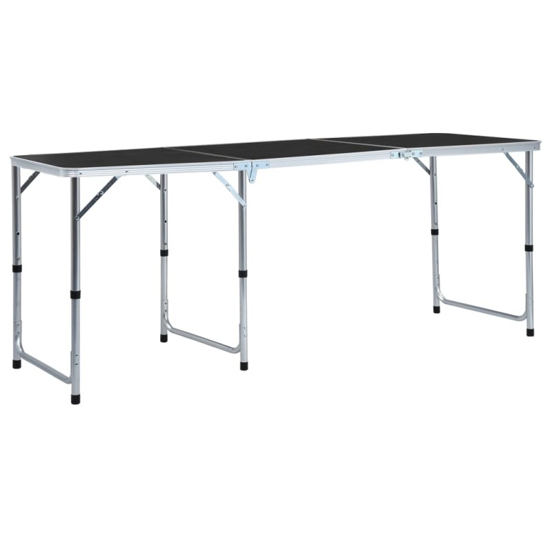 Tavolo da Campeggio Pieghevole in Alluminio Grigio 180x60 cm