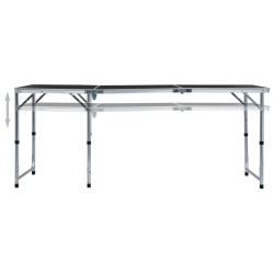 Tavolo da Campeggio Pieghevole in Alluminio Grigio 180x60 cm