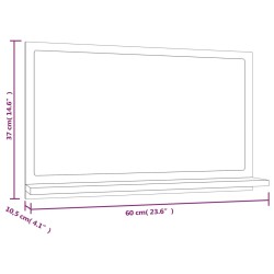 Specchio da Bagno Grigio Sonoma 60x10,5x37 cm Legno ingegnerizzato