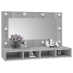    Mobile a Specchio con LED Grigio Sonoma 90x31,5x62 cm