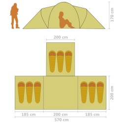 Tenda da Campeggio 9 Persone in Tessuto Grigio e Arancione