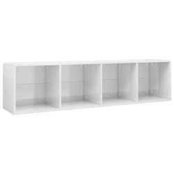 Libreria/Mobile TV Bianco Lucido 36x30x143 cm in Truciolato