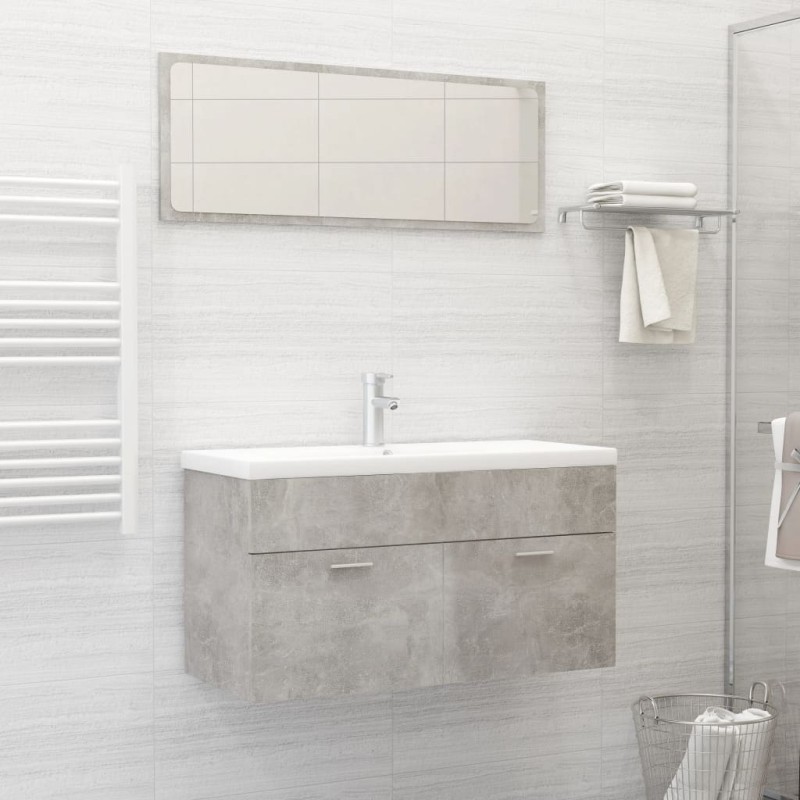    Set Mobili da Bagno 2 pz Grigio Cemento in Truciolato