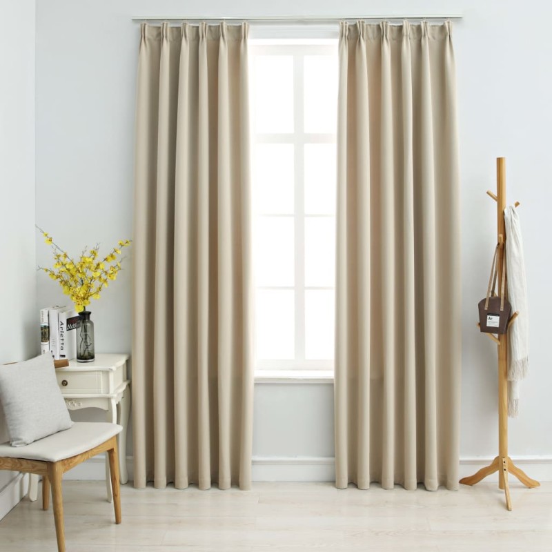    Tende Oscuranti con Ganci 2 pz Beige 140x175 cm