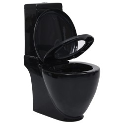 Vaso WC in Ceramica da Bagno Rotondo Base con Scarico Nero