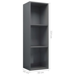 Libreria/Mobile TV Grigio Lucido 36x30x114 cm in Truciolato