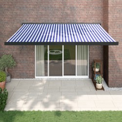 Tenda Sole Retrattile Blu e Bianca 4,5x3 m Tessuto e Alluminio