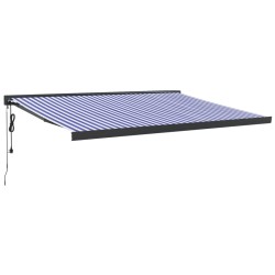 Tenda Sole Retrattile Blu e Bianca 4,5x3 m Tessuto e Alluminio