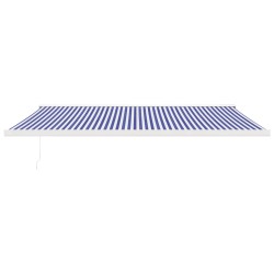 Tenda da Sole Retrattile Blu e Bianca 5x3 m Tessuto e Alluminio