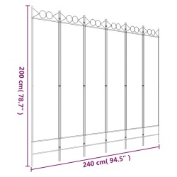 Divisorio a 6 Pannelli Marrone 240x200 cm in Tessuto