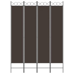 Divisorio a 4 Pannelli Marrone 160x220 cm in Tessuto