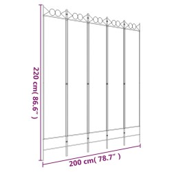 Divisorio a 5 Pannelli Antracite 200x220 cm Tessuto