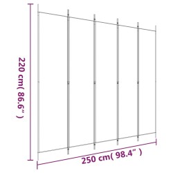 Divisorio a 5 Pannelli Marrone 250x220 cm in Tessuto