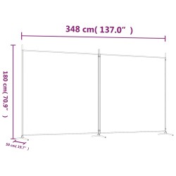 Divisorio a 2 Pannelli Marrone 348x180 cm in Tessuto