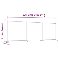 Divisorio a 3 Pannelli Nero 525x180cm in Tessuto