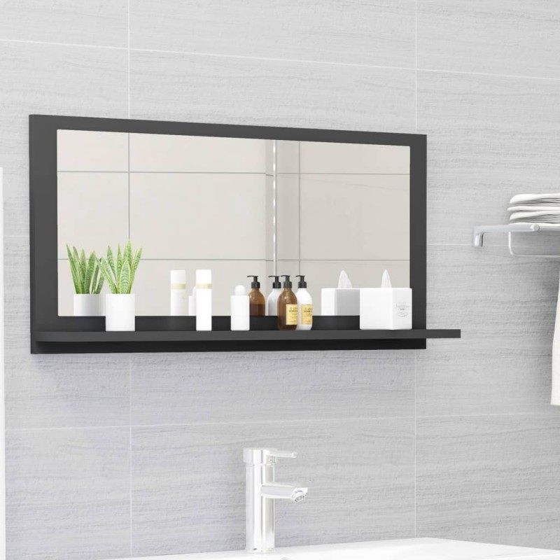 Specchio da Bagno Grigio 80x10,5x37 cm in Truciolato