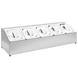 Supporto Gastronorm con 5 Contenitori GN 1/6 in Acciaio Inox